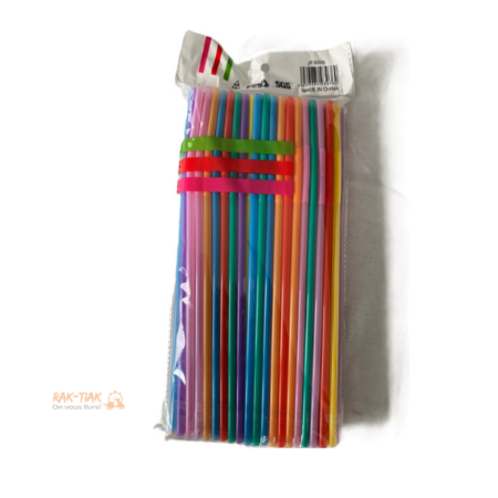 100 Pailles colorées en plastique