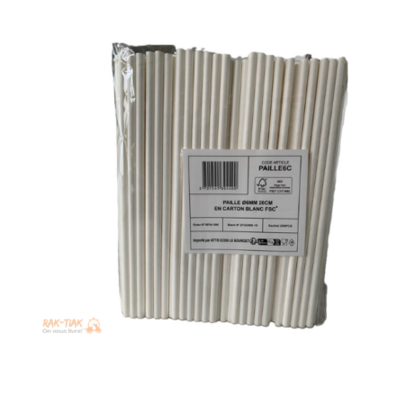 250 Pailles en carton blanc 20cm